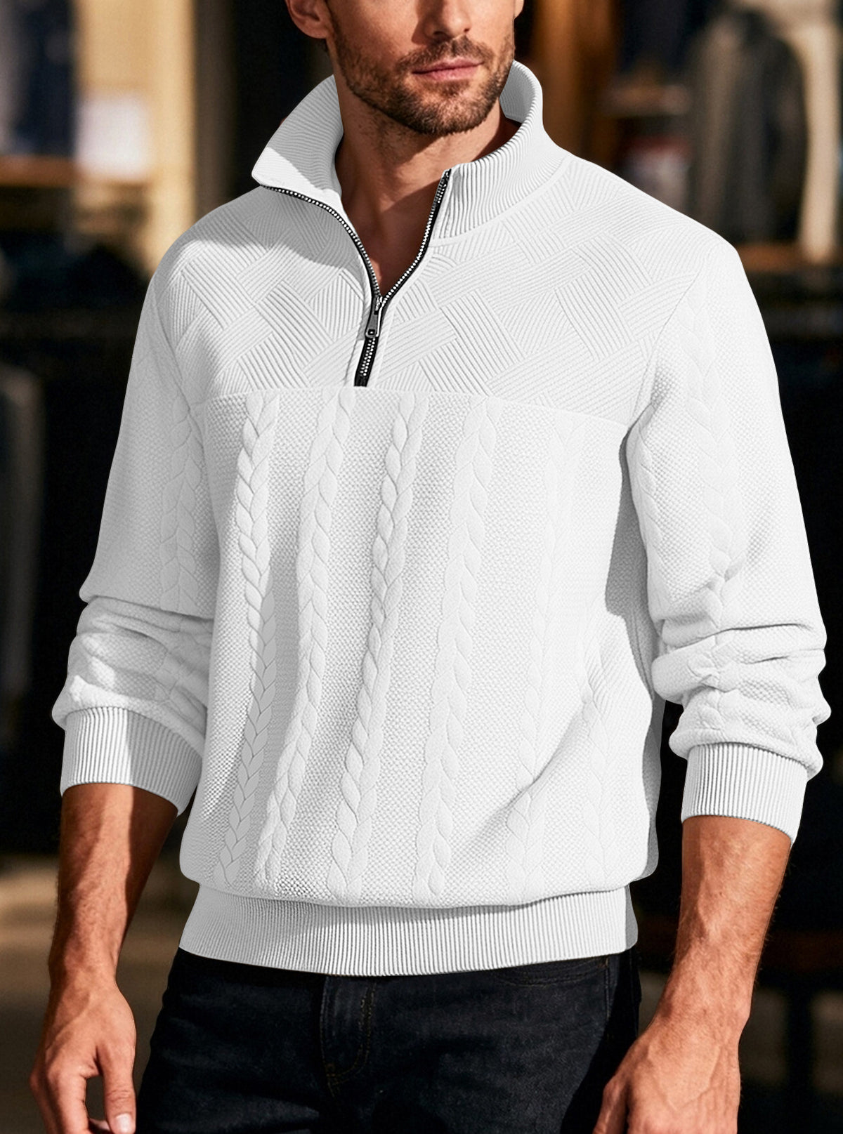 Mens Half Zip Knit Sweater