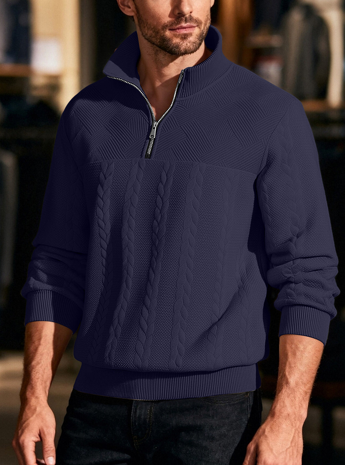 Mens Half Zip Knit Sweater