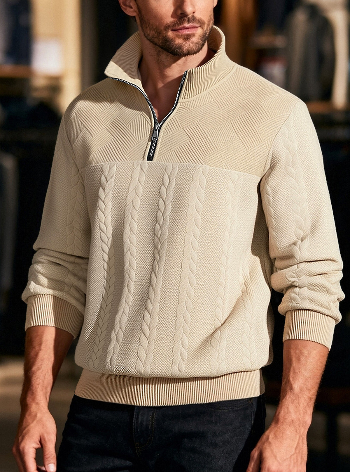 Mens Half Zip Knit Sweater