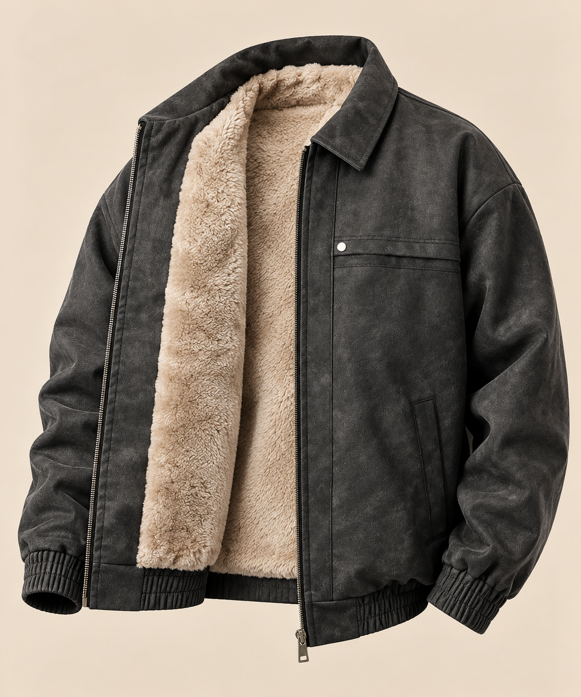 Ashford | Fleece Lined Faux Leather Jacket