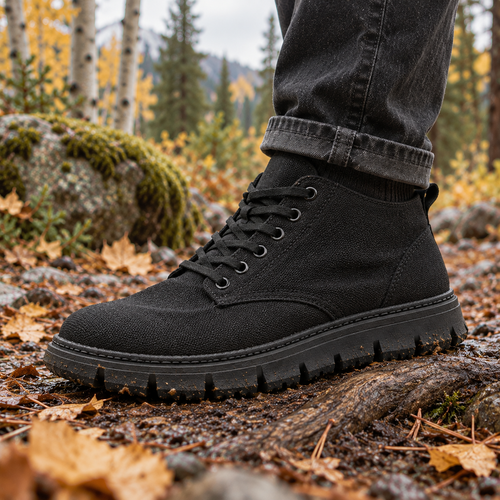 Blackwood Height Increasing Boots worn outdoors in an autumn landscape.