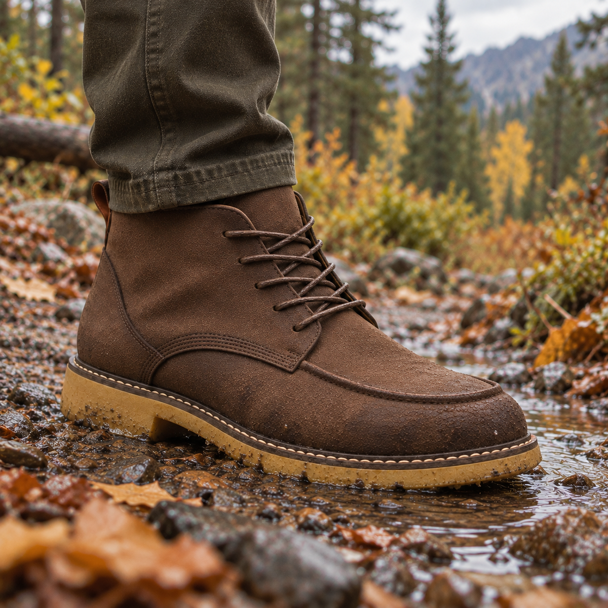 Ridgeway Classic High Boots worn outdoors in an autumn landscape.