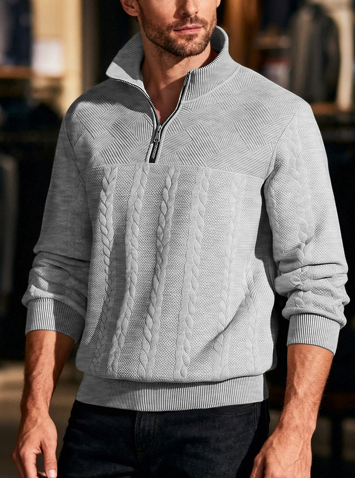 Mens Half Zip Knit Sweater
