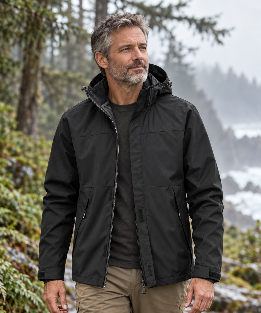 Stormridge jacket worn by a man around 55 in an American outdoor lifestyle setting.